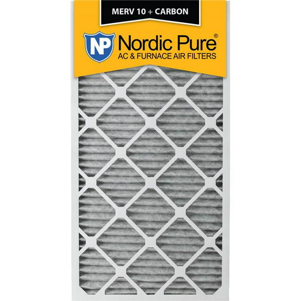 Nordic Pure 16x25x2 MERV 13 Plus Carbon Pleated AC Furnace Air Filters 3 Pack 